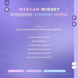 Animerad tonad webbkamerakantwidget med glöd, StreamElements | Helt anpassningsbar | Twitch, YouTube, Kick | Överlägg för streamers bild 2