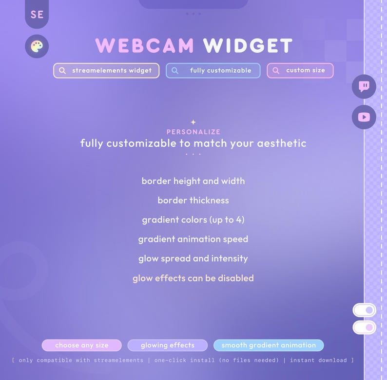 Animerad tonad webbkamerakantwidget med glöd, StreamElements | Helt anpassningsbar | Twitch, YouTube, Kick | Överlägg för streamers bild 2