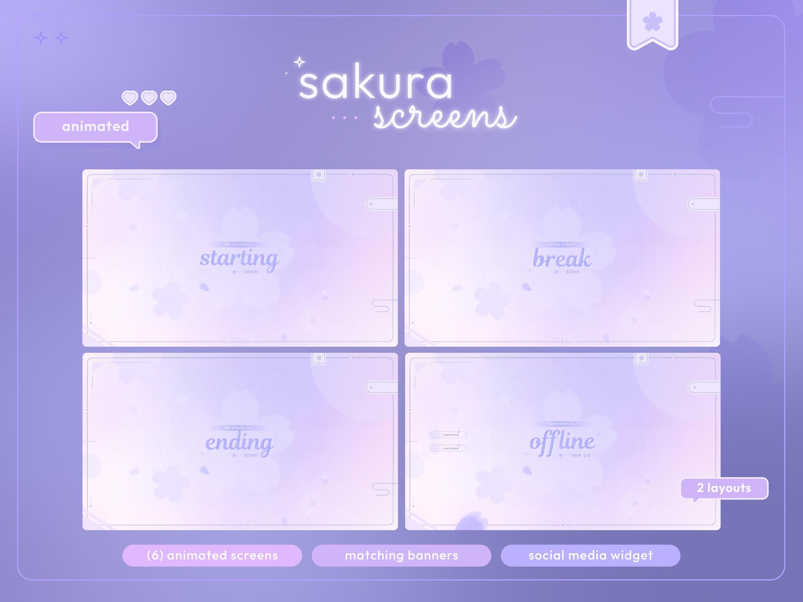 Sakura Bloom Screen Pack — Animated Overlays, Social Media Display ...