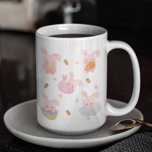 Cute Bunny Mug | Easter Mug | Rabbit Mug | Kawaii | Cute Mug | 15oz Mug | Spring Mug | Adorable Rabbit Design | Ceramic Mug | Gift |