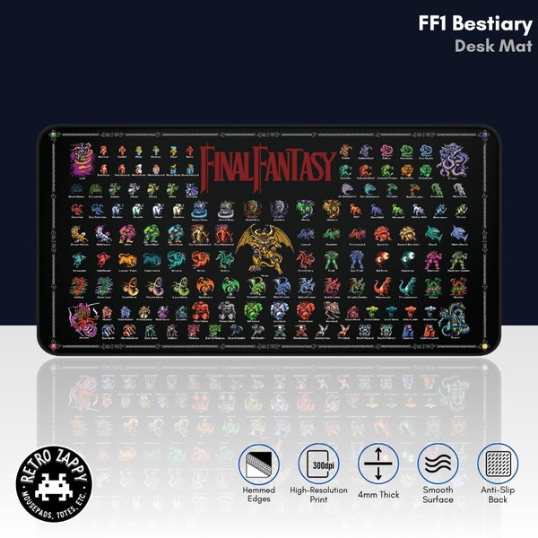RPG-bureaumat - FF1 Bestiary, hoge resolutie, 2 maten beschikbaar XL XXL