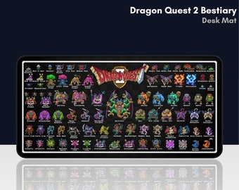 RPG Desk Mat - Dragon Quest 2 (snes) Bestiary, High Resolution, 2 Sizes Available XL XXL