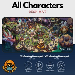 Gaming Schreibtischmatte - Sea of Stars Alle Charaktere, verschiedene Größen, erweitertes Mauspad, großes Mauspad, 16x32 Schreibtischmatte, 12x22 Schreibtischmatte