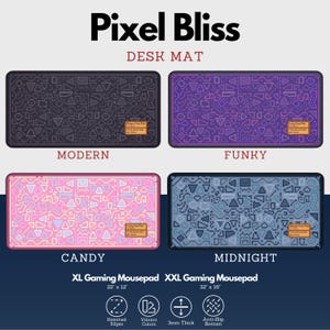 Gaming Schreibtischmatte - Pixel Bliss Collection, vier Variationen, hochauflösende, 2 Größen verfügbar XL XXL