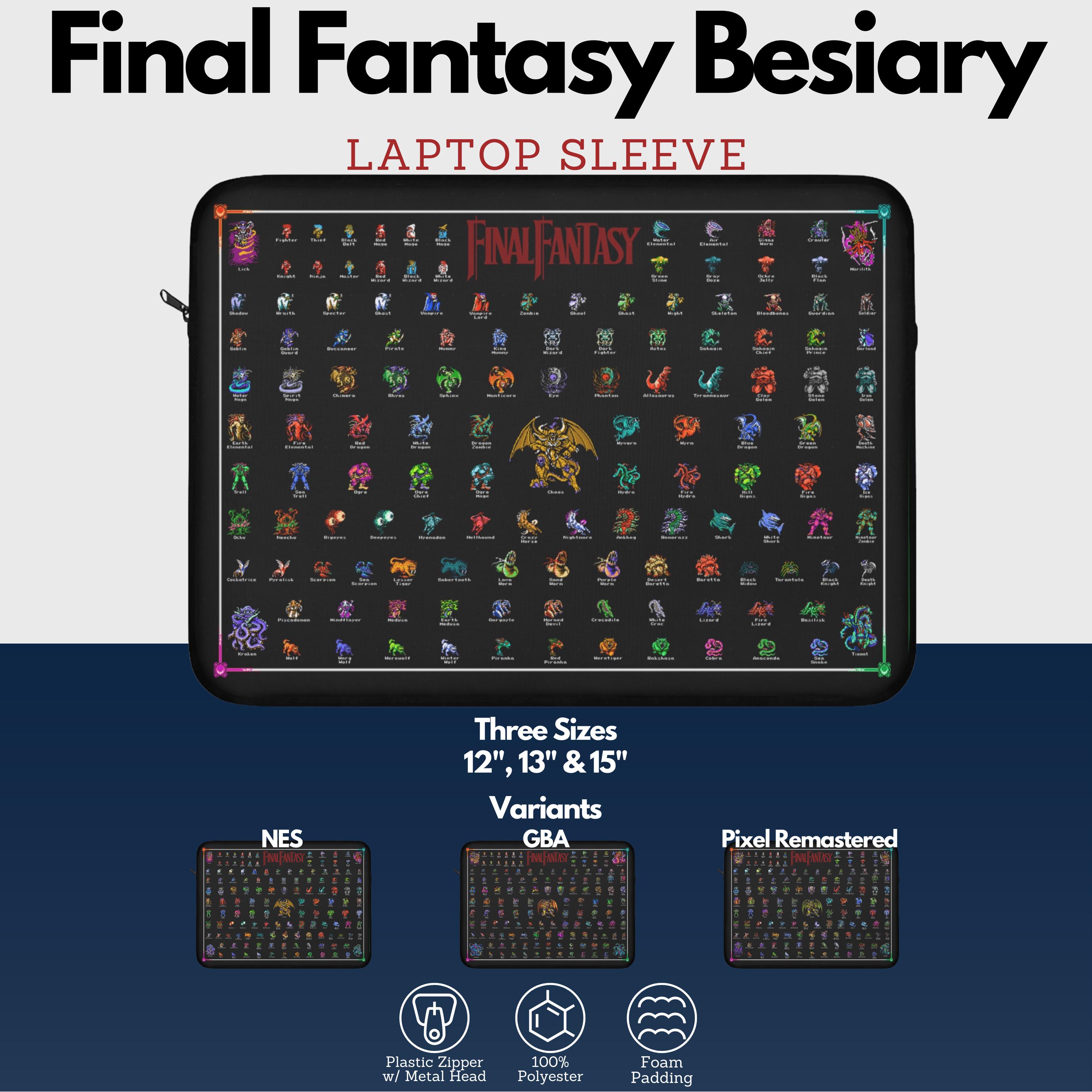 Laptop Sleeve FF1 Bestiary, Three Variations, High Resolution - Main Image