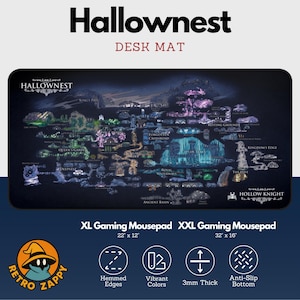 Hollow Knight, Hallownest - Gaming Desk Mat, Two Variations, Different Sizes, Extended Mouse Pad, Large Mouse Pad, 16x32, 12x22 Desk Mat