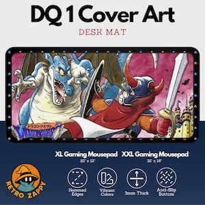Alfombrilla de escritorio con la portada de Dragon Quest 1: alfombrilla de ratón para juegos XL/XXL, alfombrilla de escritorio extendida