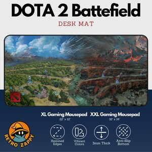DOTA 2 Battlefield Desk Mat – XL / XXL Gaming Mouse Pad, Extended Desk Mat
