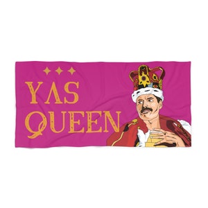 Vibrant Freddie Mercury Beach Towel - &#39;Yas Queen&#39; - Celebrate Pride Month in Style! Queen band beach towel