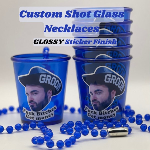 Personalized  Shot Glass Necklaces (Glossy), Custom Bulk Shot Glasses, Birthday Decorations, Birthday Gift, Bachelorette Party Gift