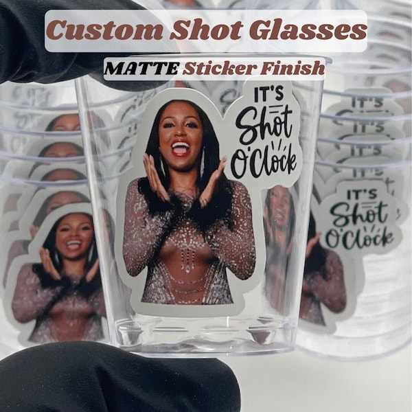 Personalized Shot Glasses (Matte), Custom Bulk Shot Glasses, Birthday Decorations, Birthday Gift, Bachelor Party Gift, Face Sticker