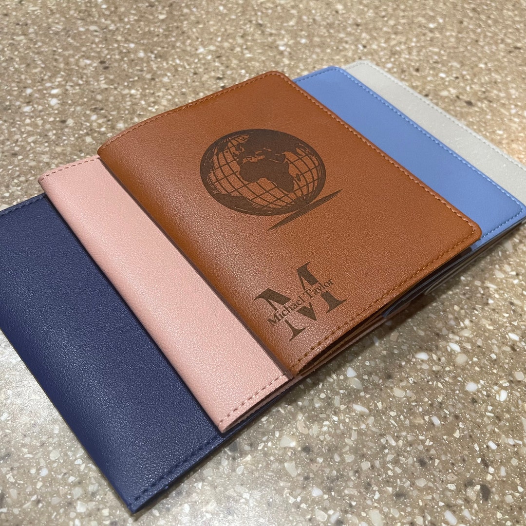 Personalized Leather Passport Cover, Custom Vegan Passport Holder