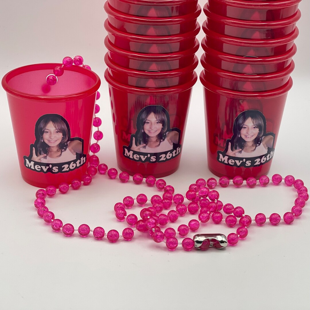 Personalized Glow in the Dark Shot Glass Necklaces, Custom Bulk Shot