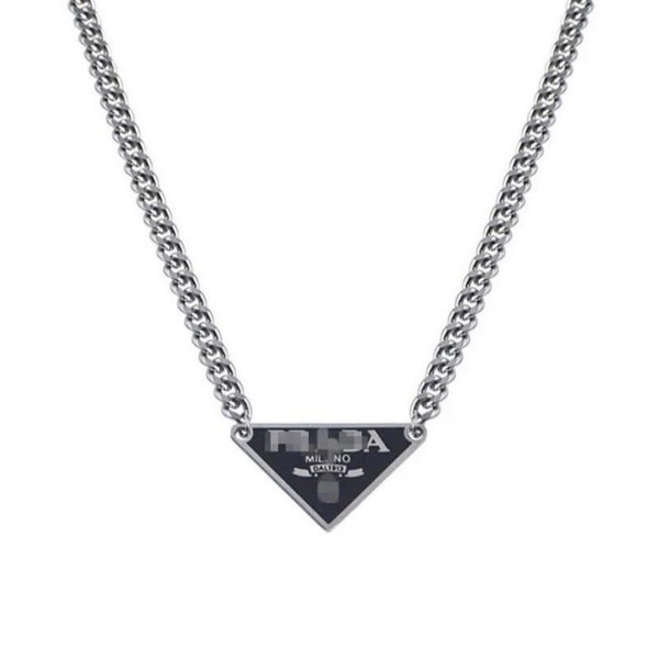 Prada Inspired pendant sterling silver chain “18” inch adjustable