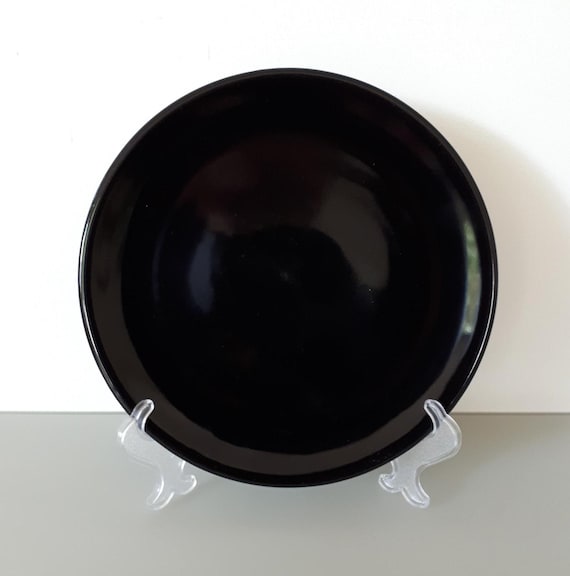 MarilynsVintageNL - IKEA FARGRIK Schwarzer Keramik Beilagenteller - Ø 20 cm / 8'' Salatteller in Schwarz Hochglanz Farbe 15660 - Preis Pro Stück