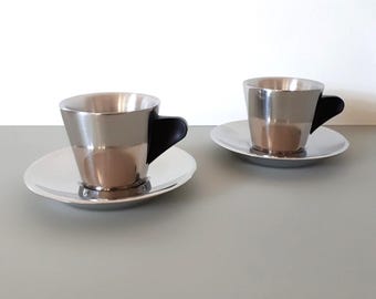 Vintage IKEA Espresso Tassen Set: Geometrische Schnörkel