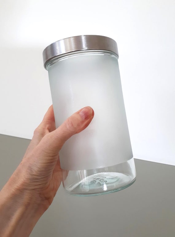 MarilynsVintageNL - IKEA DROPPAR Milchglas Küchenbehälter - luftdichter Deckel, 18 cm