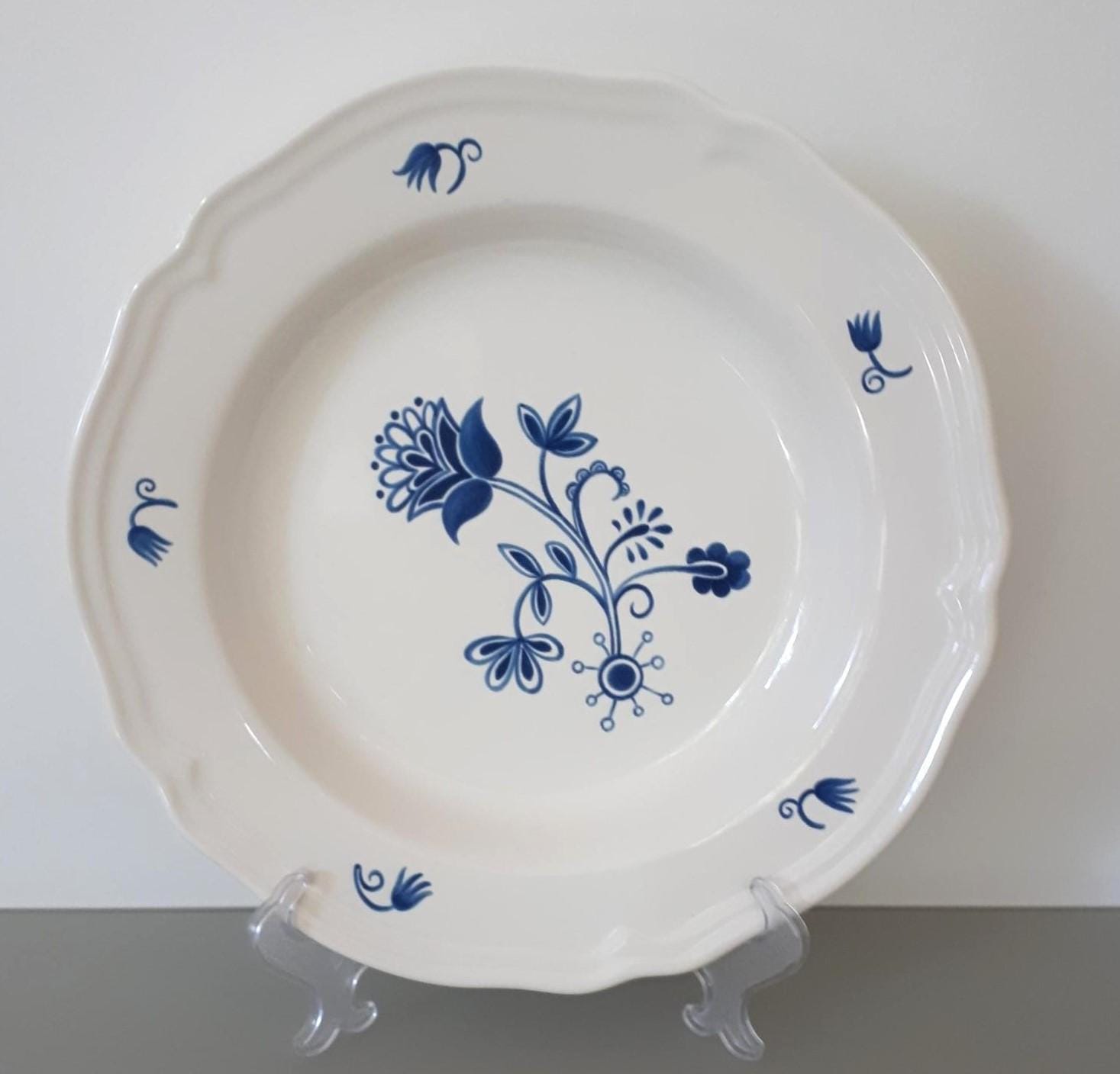IKEA ''ARV IDYLL'' Blau-Weiß Blumen Groß 26 cm / 10,3'' Rand Ausgebogter Suppenteller, Pastateller, Tiefe Teller - Ikea # 15541- Verkauf pro Stück