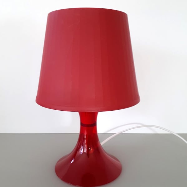 MarilynsVintageNL- Red IKEA LAMPAN- All Plastic Table Lamp Lamp - Transparent Red Base, Opaque Red Shade - Ikea Typ B0201 - 1990s - EU Plug