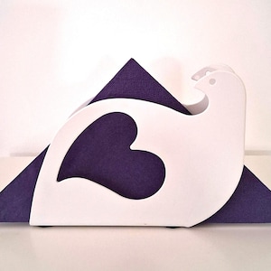 MarilynsVintageNL- IKEA White Dove Heart Napkin Holder, Portalettere - Due colombe bianche con cuore ritagliato - Portatovaglioli Peace - Anni '90