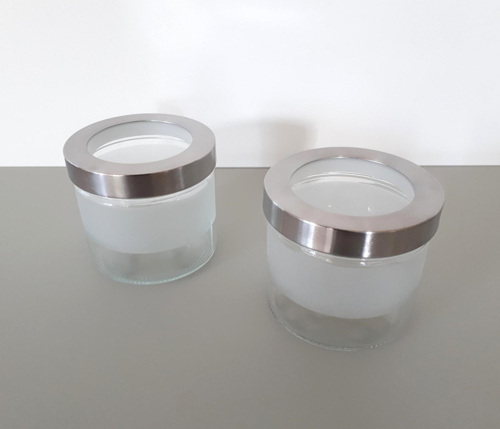 Marilynsvintagenl - IKEA DROPPAR Frosted Glass Jar – Stainless Steel Lid, Kitchen Storage, Set of 2