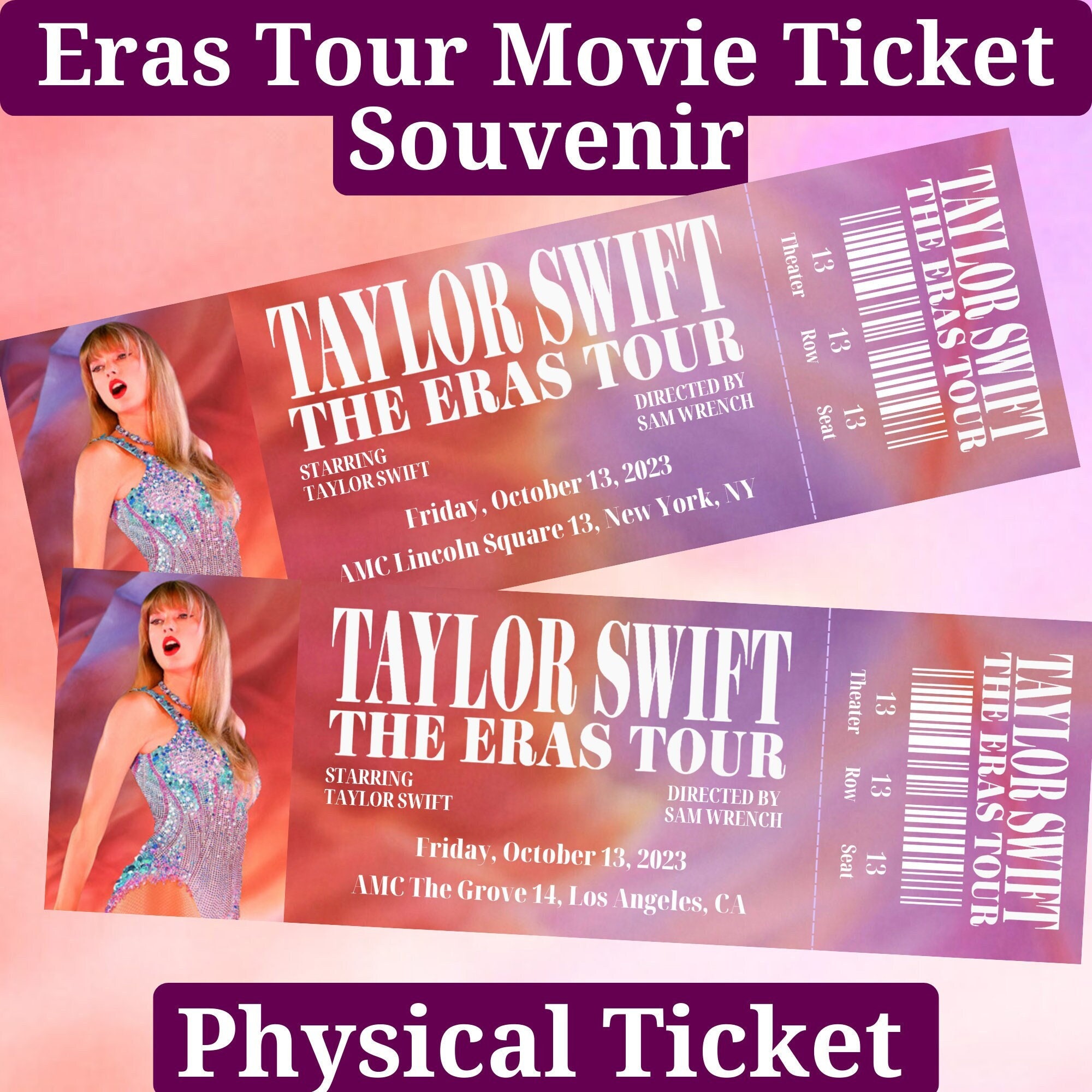 Eras Tour Movie Ticket Physical Ticket Eras Tour Ticket Etsy