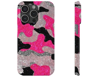 Pink Camo Glitter Print Phone Case: Slim iPhone Cover