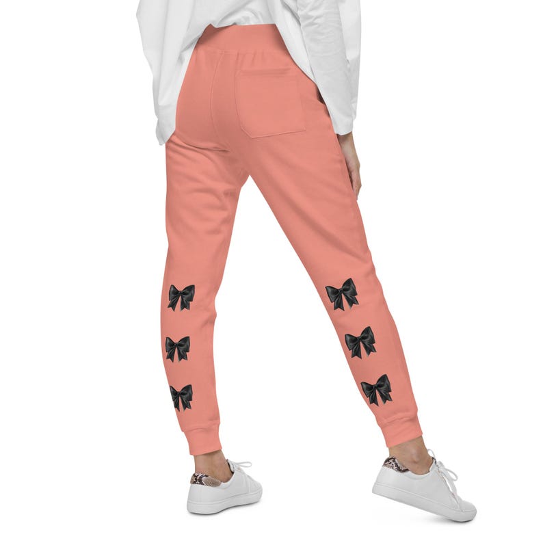 Chic Black Bow Joggers for Coquette Style & Ballet Core Elegance - Unisex Fleece Sweatpants Dusty Rose