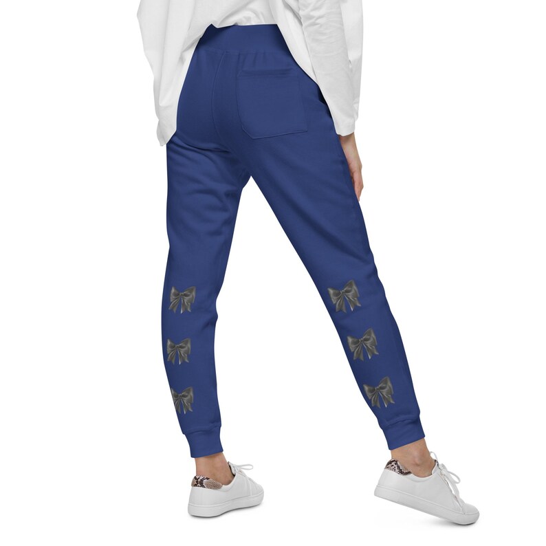 Chic Black Bow Joggers for Coquette Style & Ballet Core Elegance - Unisex Fleece Sweatpants Team Royal