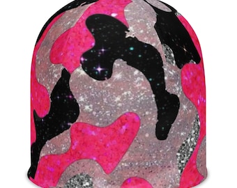 Gorro de camuflaje rosa con purpurina: diseño unisex con estilo