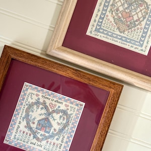 Vintage Heart Calligraphy Framed Art: Lynn Norton Parker 1980s Folk Art