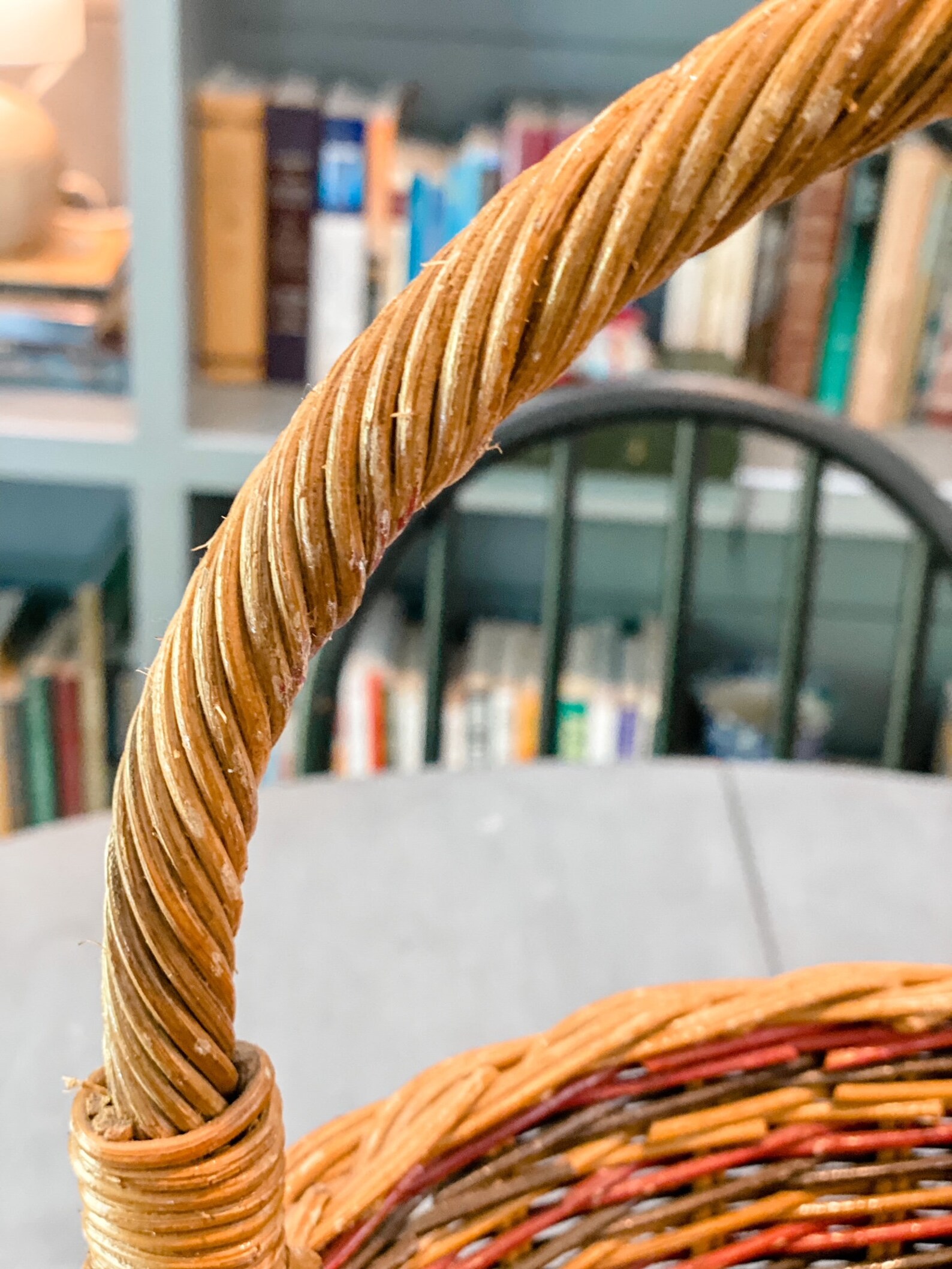 Vintage Handwoven Tricolor Basket / Cottagecore Basket / Tall Etsy