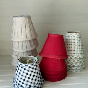 Vintage Clip-On Chandelier Lamp Shades – Silk, Gingham, Pleated & Canvas – Sold Individually