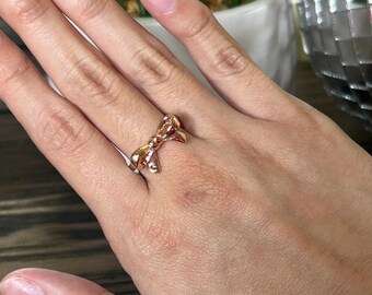 Coquette Sterling Silver Bow Ring, Two Tone Ribbon Ring