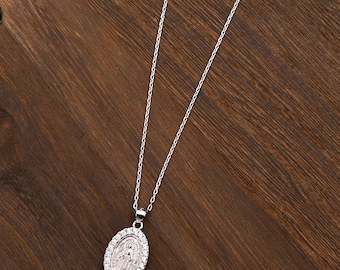 Virgen  Mary Sterling Silver or vermeil 14kNecklace, Religious Pendant, Catholic Jewelry,miracleous mary, Catholic religious