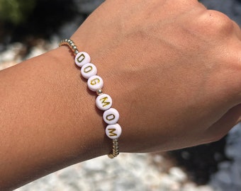 Stackable Beaded Dog Mom bracelet 14kt gold filled, dog lovers, birthday gift, dog moms, stackable, stretch bracelet