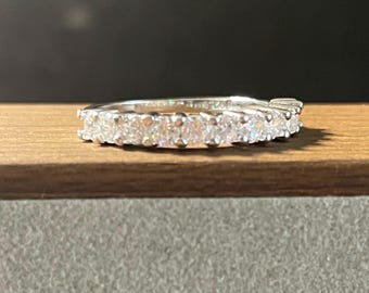 CZ Half Eternity Sterling Silver Wedding Band