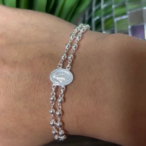 Sterling silver .925 Rosary Bracelet, Rosary Bead Bracelet. Religious Rosary Bracelet. First Communion Bracelet. Confirmation, adjustable