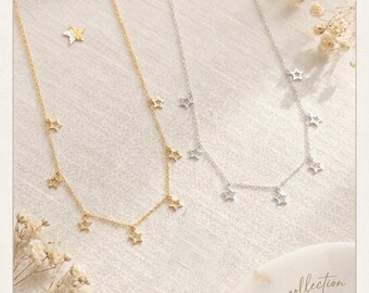 Dainty SS925 or Gold Star Necklace, Star Charm Necklace, Star Pendant Necklace, Celestial Jewelry, Gift for her, Layering Necklace