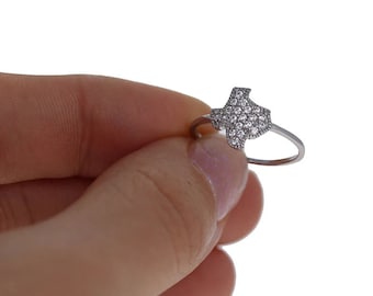 Sparkle Texas Ring: Dainty Sterling Silver CZ State Ring
