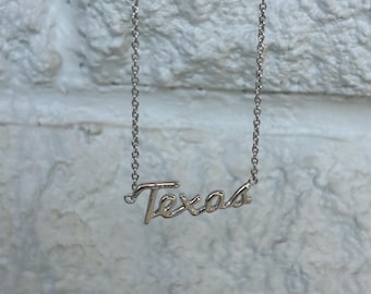 Gold Plated over  Sterling Silver Texas Necklace or sterling silver - Dainty Cable Chain lone star state, 18 inch gift for her gift for teen