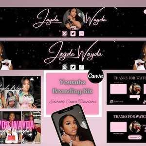 TRENDY Youtube Branding Kit | Editable Banner, Intro & Outro l Editable Canva templates l Luxury Branding