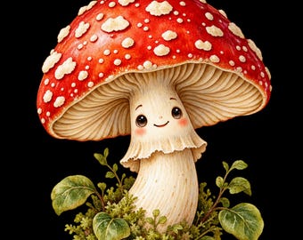 Woodland Mushroom Clipart: 3 Transparent PNGs, Cottagecore Digital Stickers