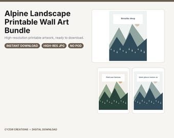 Mountain Quote Prints: Set of 6 Alpine Wall Art, JPG and PDF Download