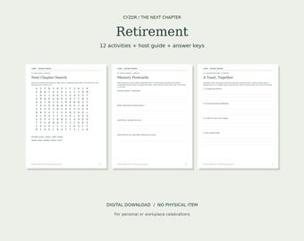 Retirement Party Activities Printable PDF, 12 Games and Keepsake Prompts, Host Guide and Answer Keys, US Letter and A4