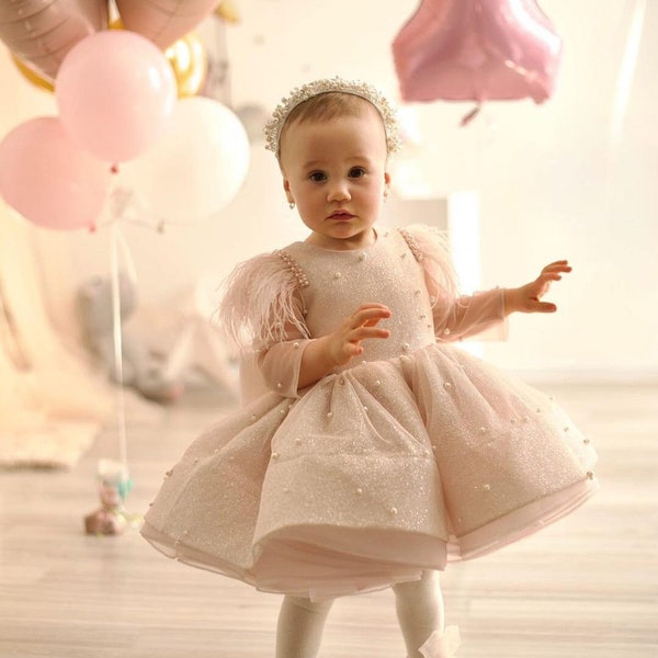First Birthday Dress, Baby girl birthday dress, Baby Girl dress Special Occasion, 1st Birthday Dress, Birthday Dress Girls Blush Dress