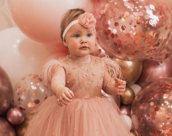 Blumenmädchenkleid, Babymädchenkleid, 1. Geburtstag, Mädchen errötendes Kleid, Erster Geburtstagskleid, Geburtstagsoutfit Mädchen