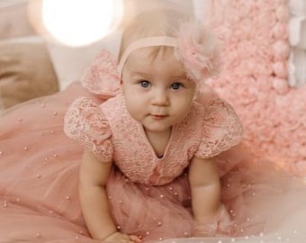 Baby Mädchen Kleid für besondere Anlässe, Baby Mädchen Partykleid, Erster Geburtstagskleid, 1. Geburtstagskleid, Geburtstagskleid Mädchen Blush Kleid