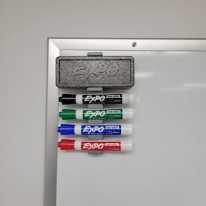 Magnetic Dry Erase Marker Holder - Securely Holds 4 Markers and Eraser, Perfect for Whiteboards, Fridges, and More