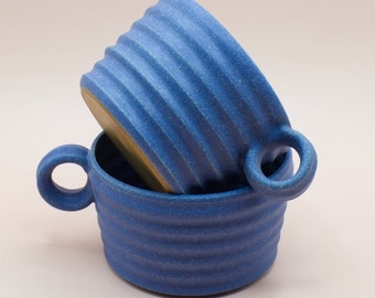 Wavy Blue Coffee Cup I Matte Blue Mug I Geometric Shaped Coffee Mug | Geometric Blue Mug | Holiday Gifts | Ready to be Shipped